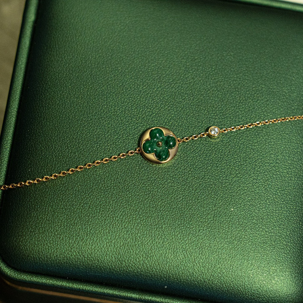 SUN MALACHITE 1 DIAMOND PINK GOLD BRACELET