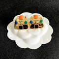 CC Clip-On Earrings Gold Gripoix Glass 659645