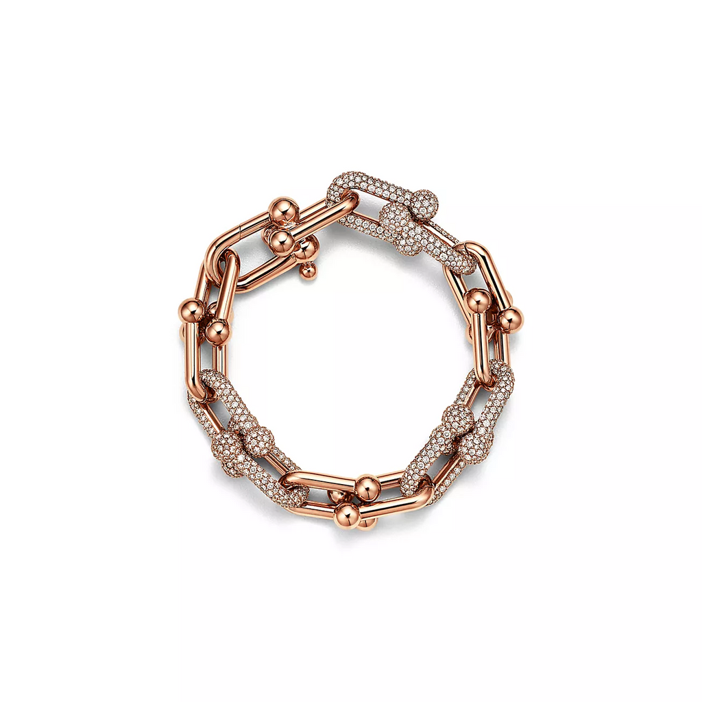 HARDWEAR LARGE LINK PINK GOLD PAVED DIAMOND BRACELET