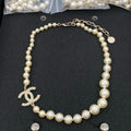 Chanel Pearl Gold Necklace CC logo