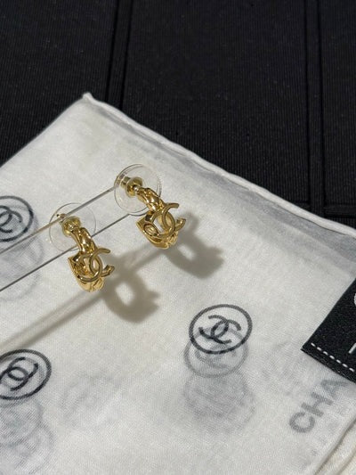 Chanel 2026 Gold Quilted Double C Small Hoop Earrings