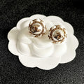 CC Pendant Double C White Pearl Gold Earrings 558642