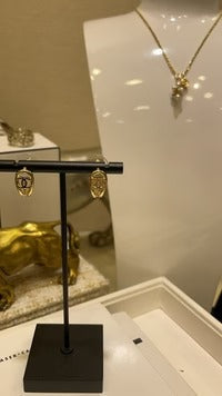 CC 2026 Hollowed-out CC Gold Teardrop Earrings