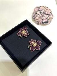 CC 2026 Double C Pink Asymmetrical Flower Stud Earrings