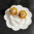 CC Flower Double C Mop Gold Earrings