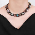 CC Multicolor Crystal Pearl Black Necklace