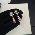 CC Double C Pink Gourd Light Gold Diamond Earrings