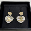 Chanel 2026 Double C Full Diamond Heart Pendant Button Earrings