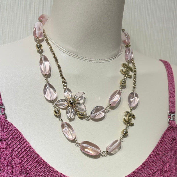 CC 2026 Double C Pink Floral Acrylic Beaded Necklace