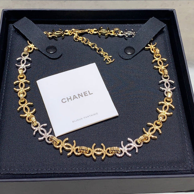 CC 2026 Gold and Silver Two-Tone Chain Double C Small Necklace Choker