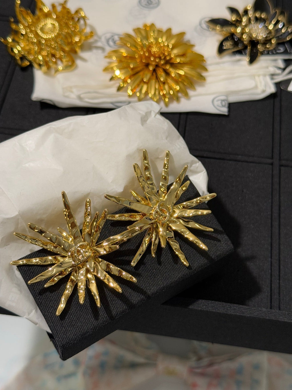 Chanel 2026 Gold Double C Firework Earrings