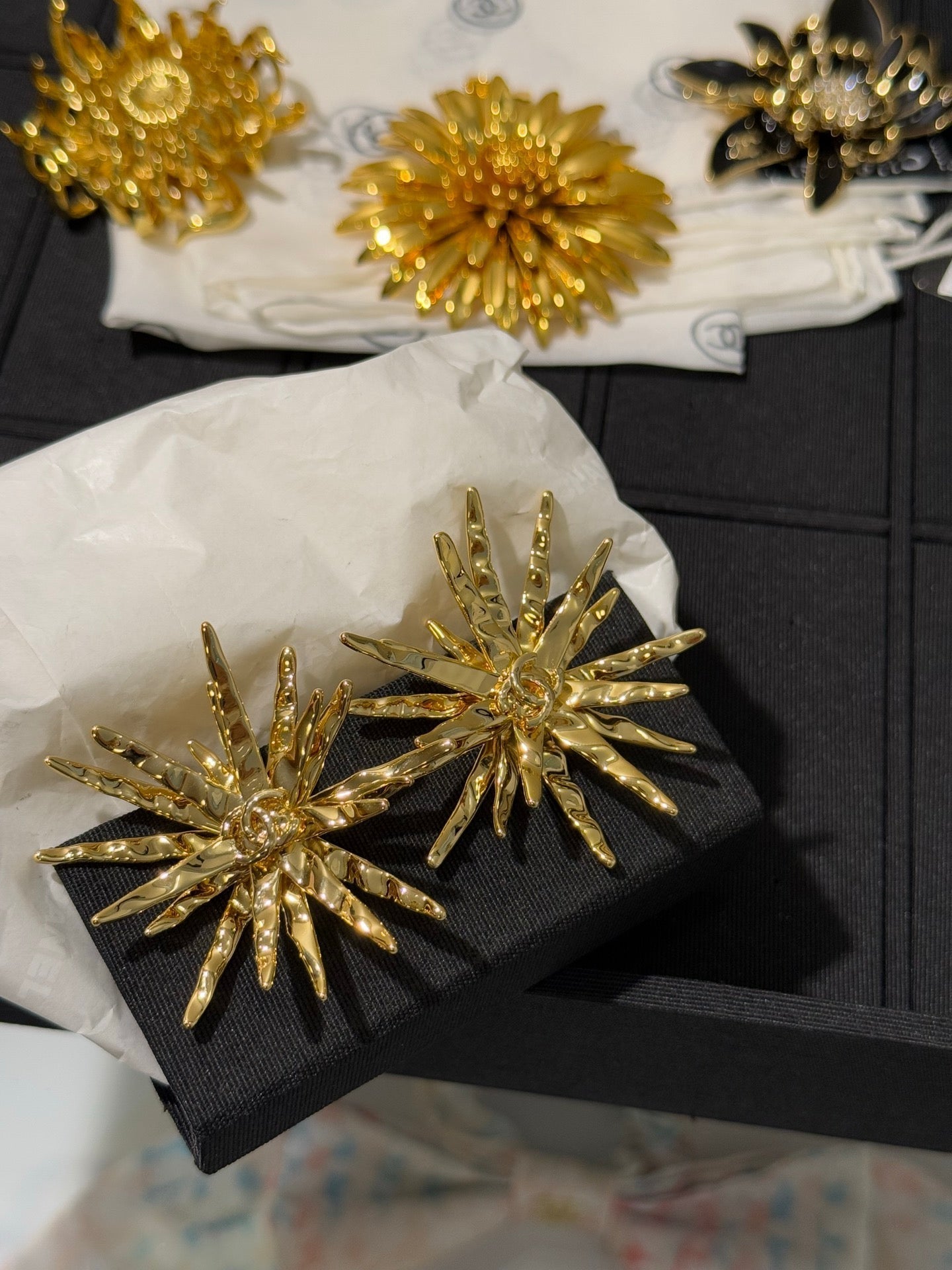 Chanel 2026 Gold Double C Firework Earrings