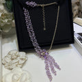 CC 2026 Double C Light Purple Beaded Asymmetrical Flower Necklace