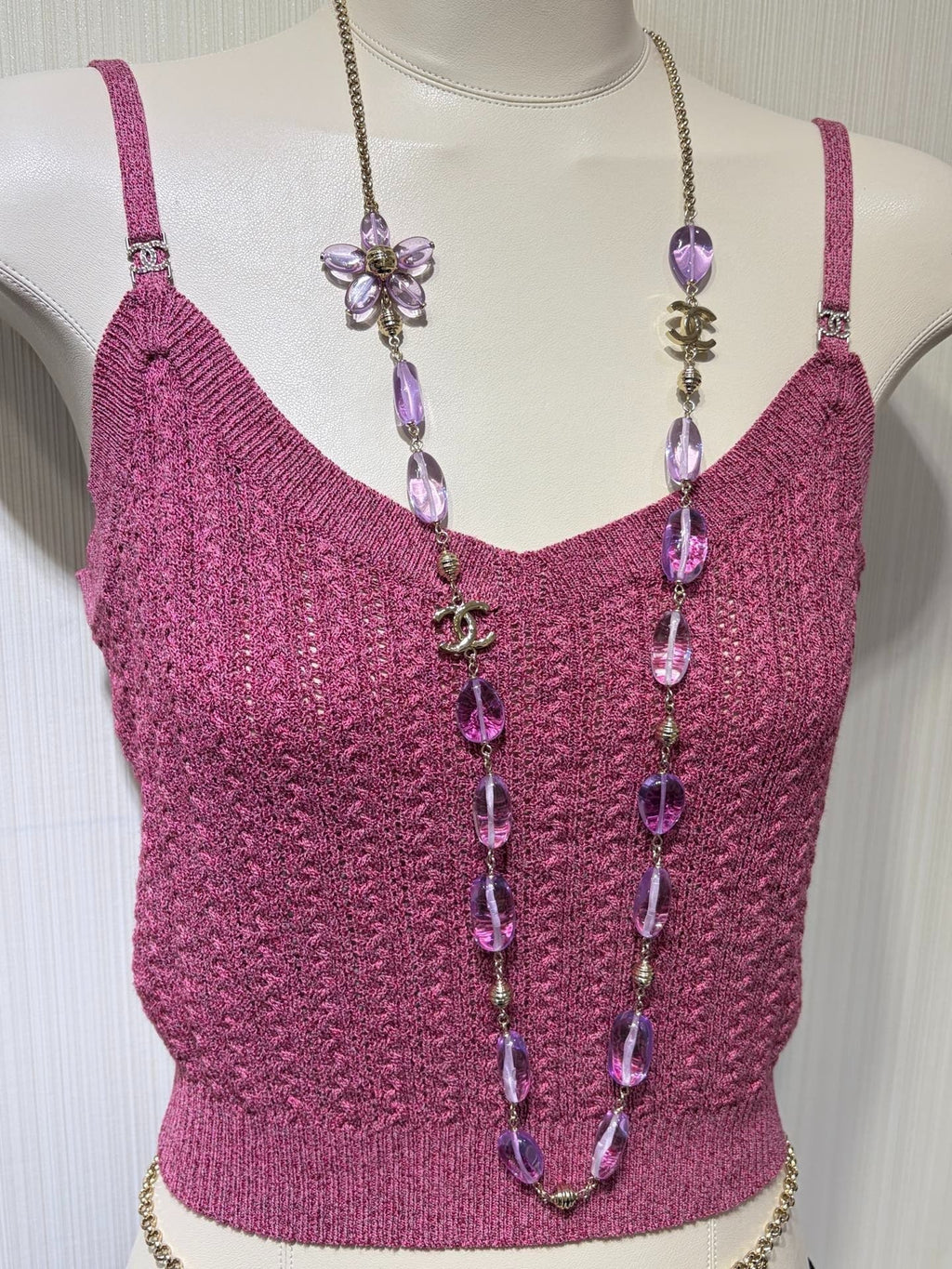 CC 2026 Double C Purple Floral Acrylic Beaded Necklace