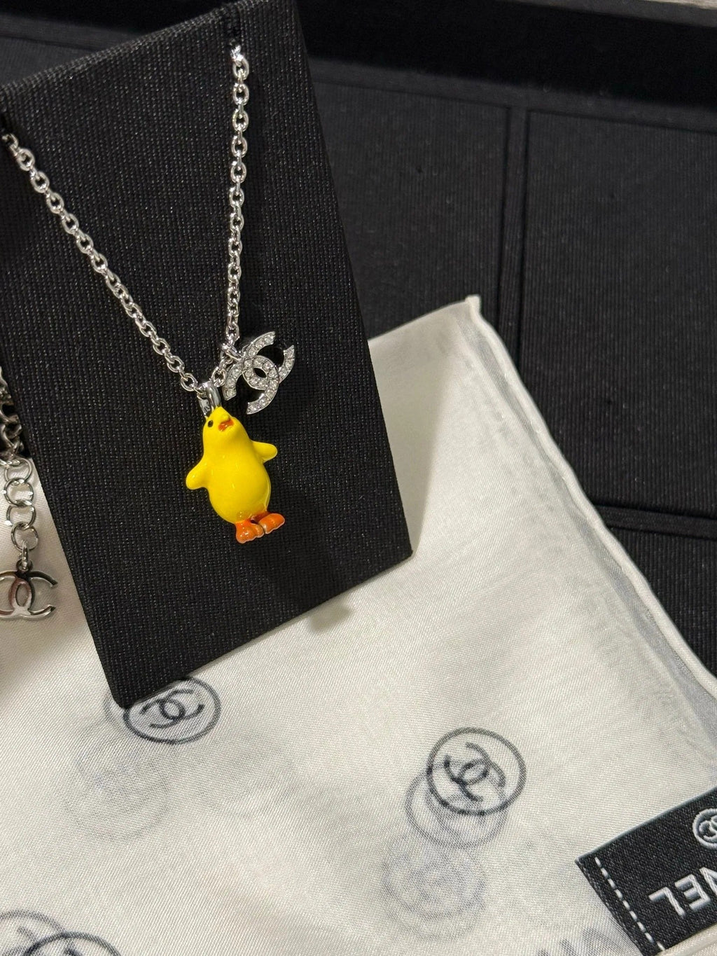 CC 2026 Full-diamond Double C Yellow Chick Necklace