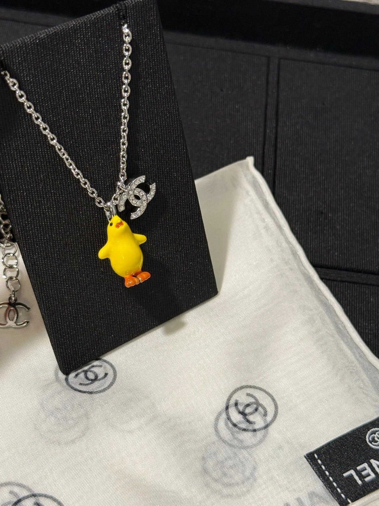 CC 2026 Full-diamond Double C Yellow Chick Necklace