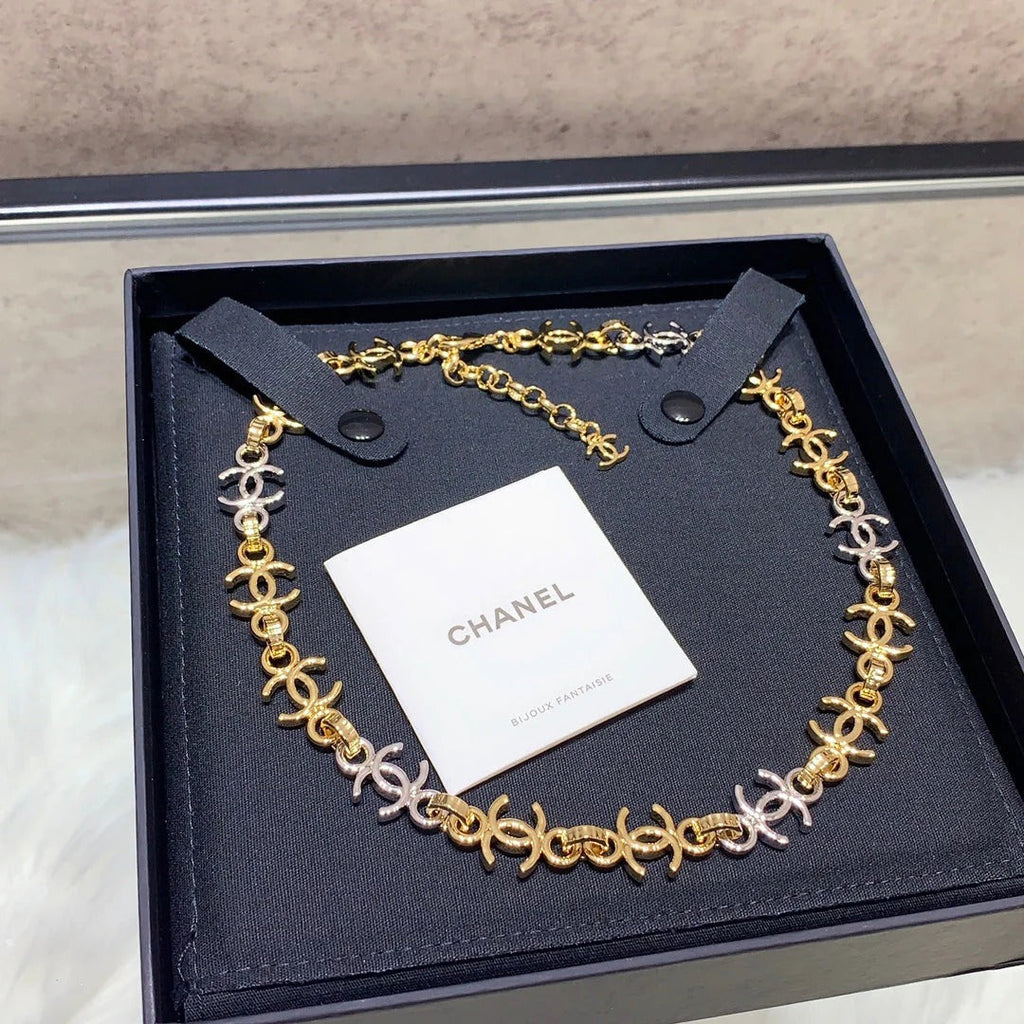 CC 2026 Gold and Silver Two-Tone Chain Double C Small Necklace Choker