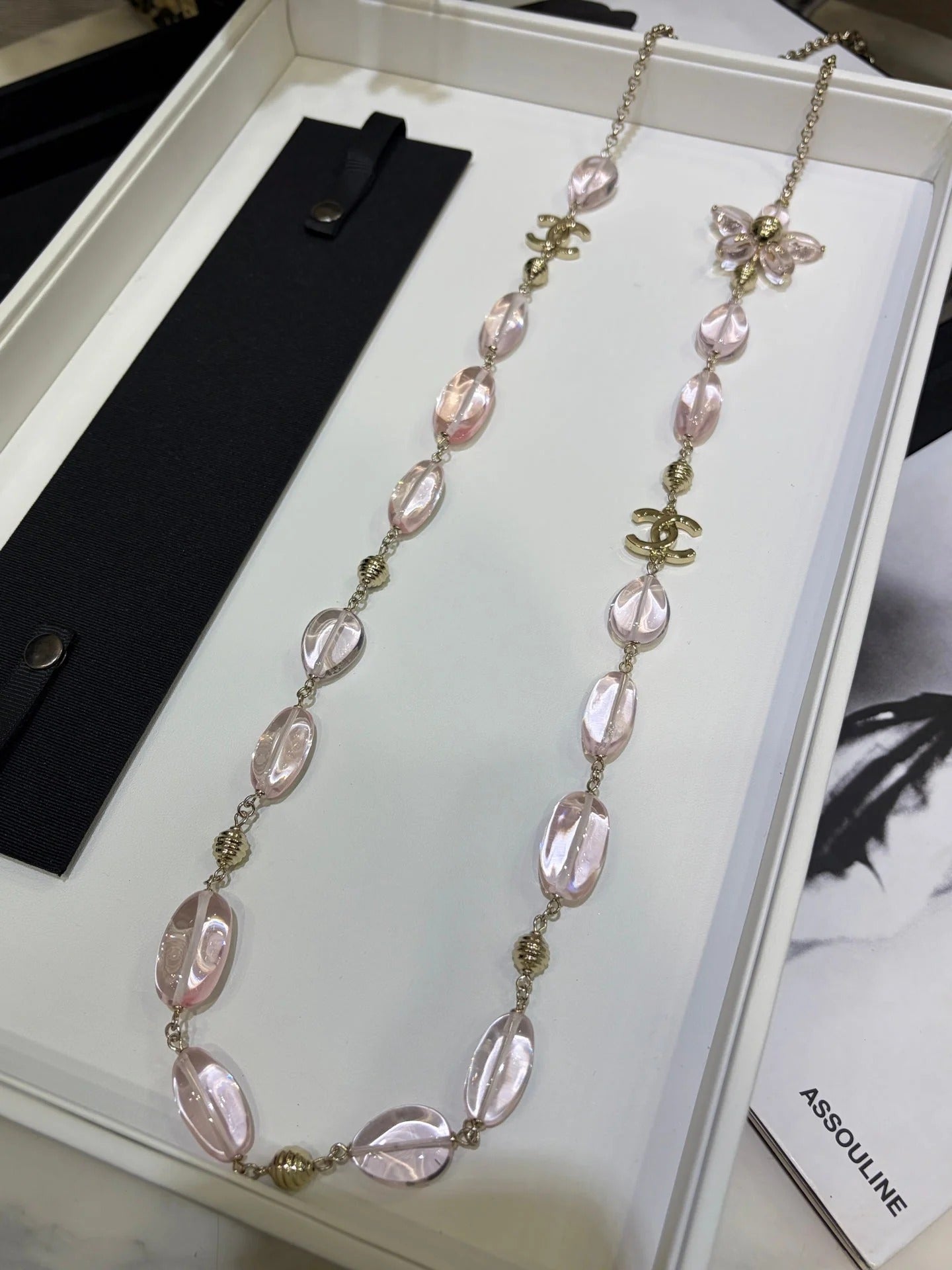 CC 2026 Double C Pink Floral Acrylic Beaded Necklace