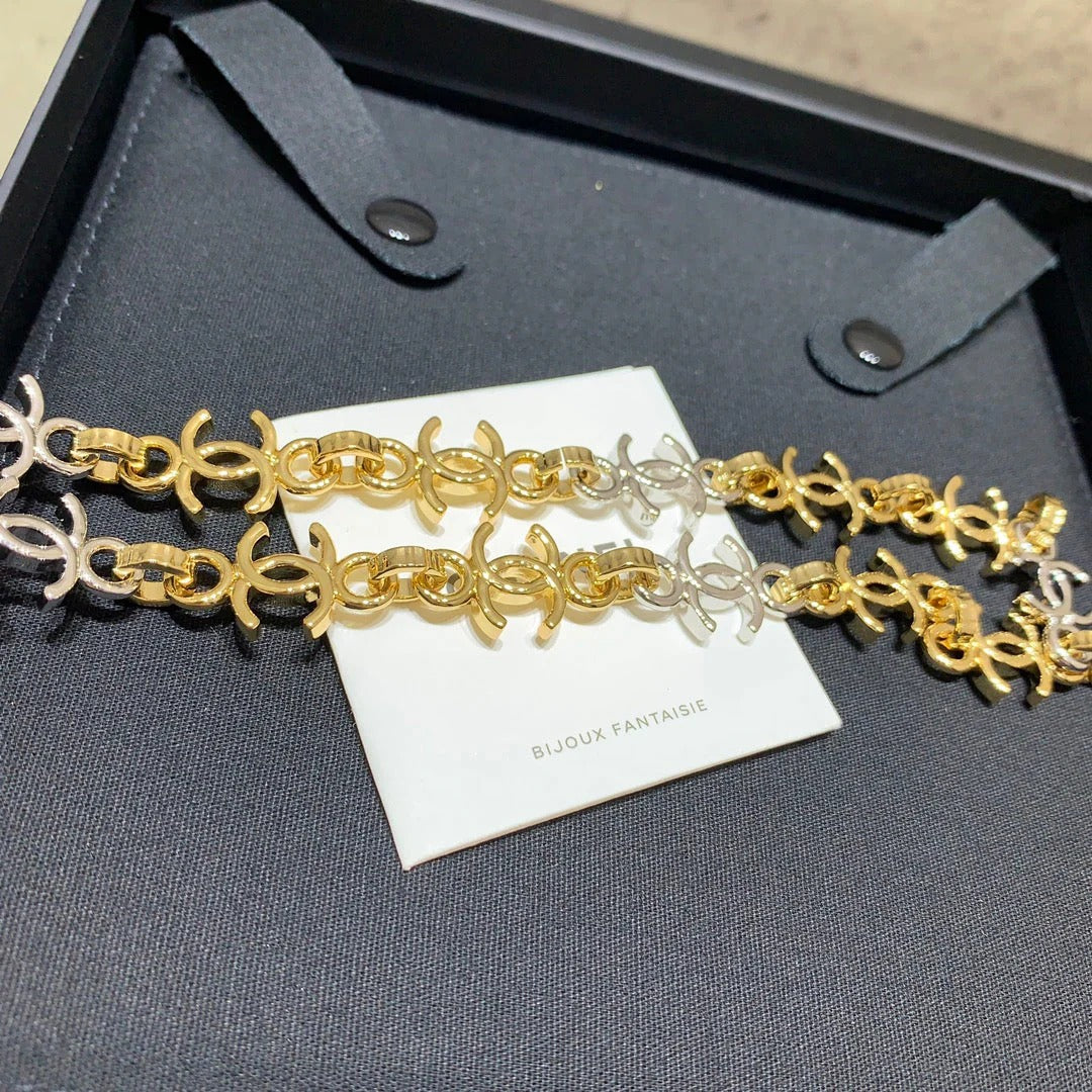 CC 2026 Gold and Silver Two-Tone Chain Double C Small Necklace Choker