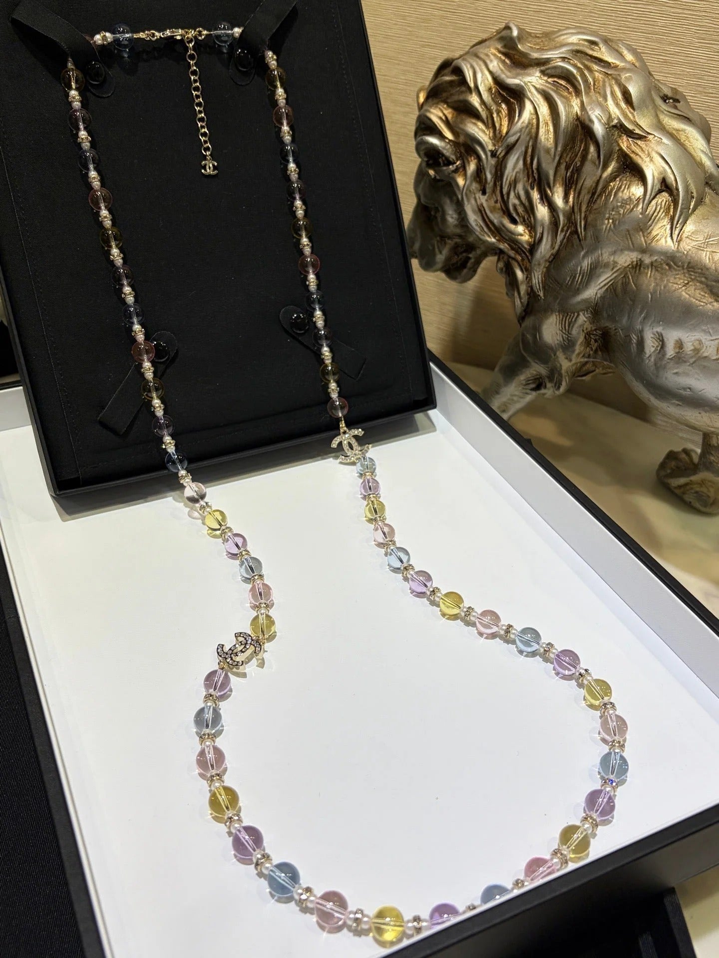 CC 2026 Colorful Crystal Full Rhinestone Double C Necklace