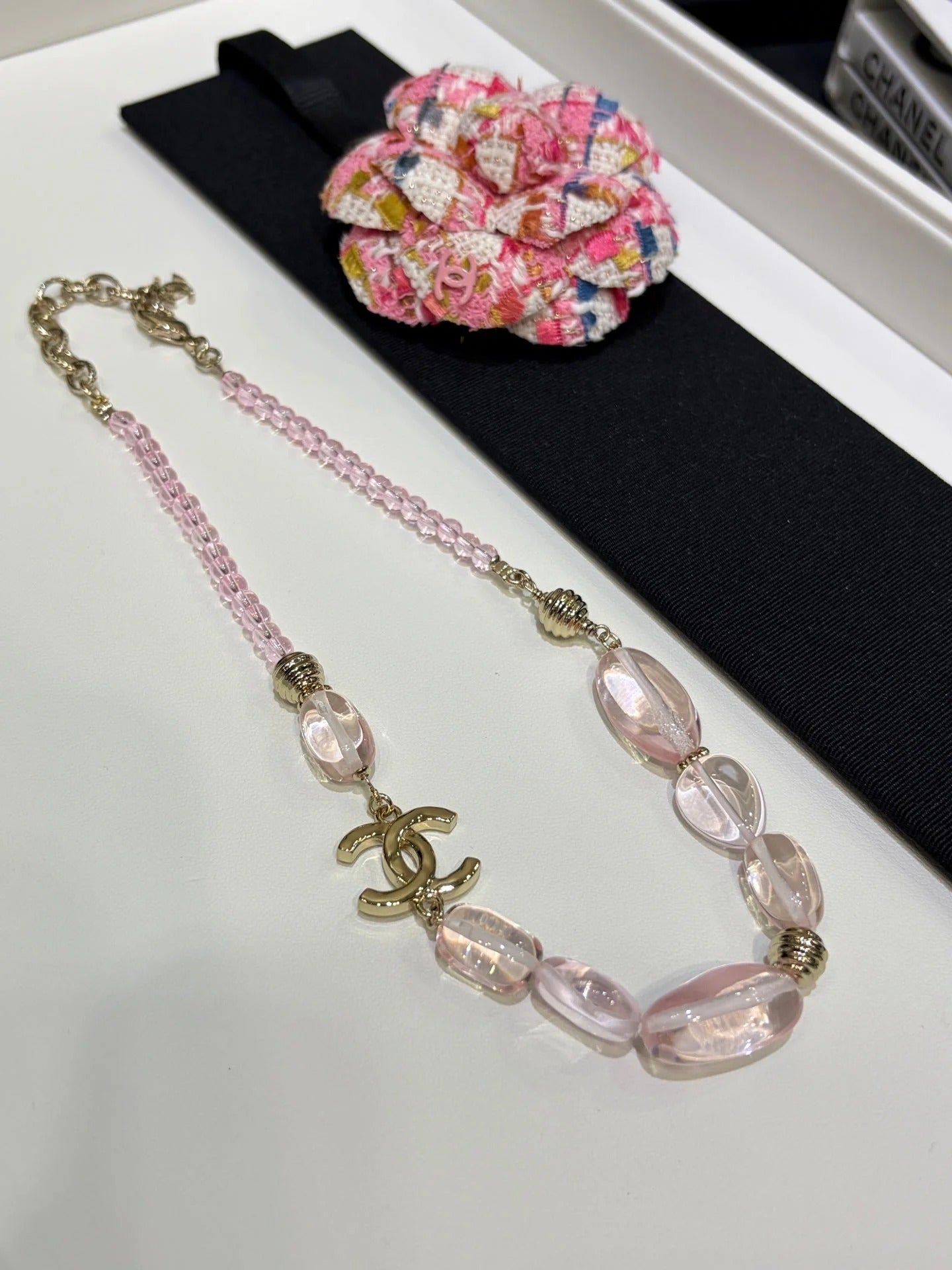 CC 2026 Double C Pink Acrylic Beaded Necklace