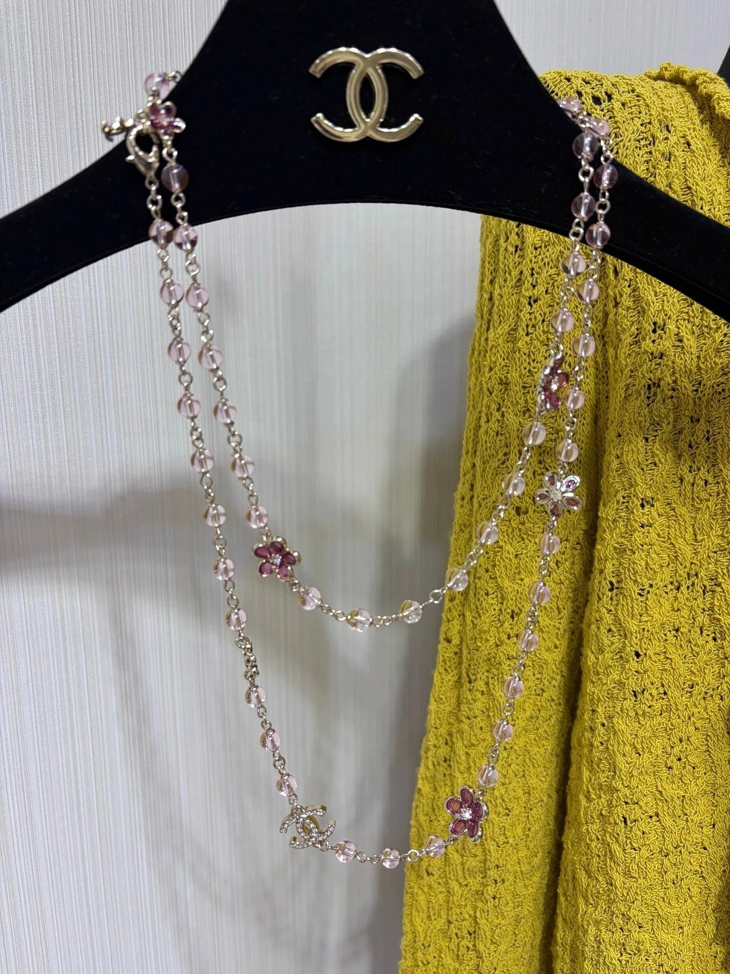 CC 2026 Double C Pink Flower Light Gold Necklace