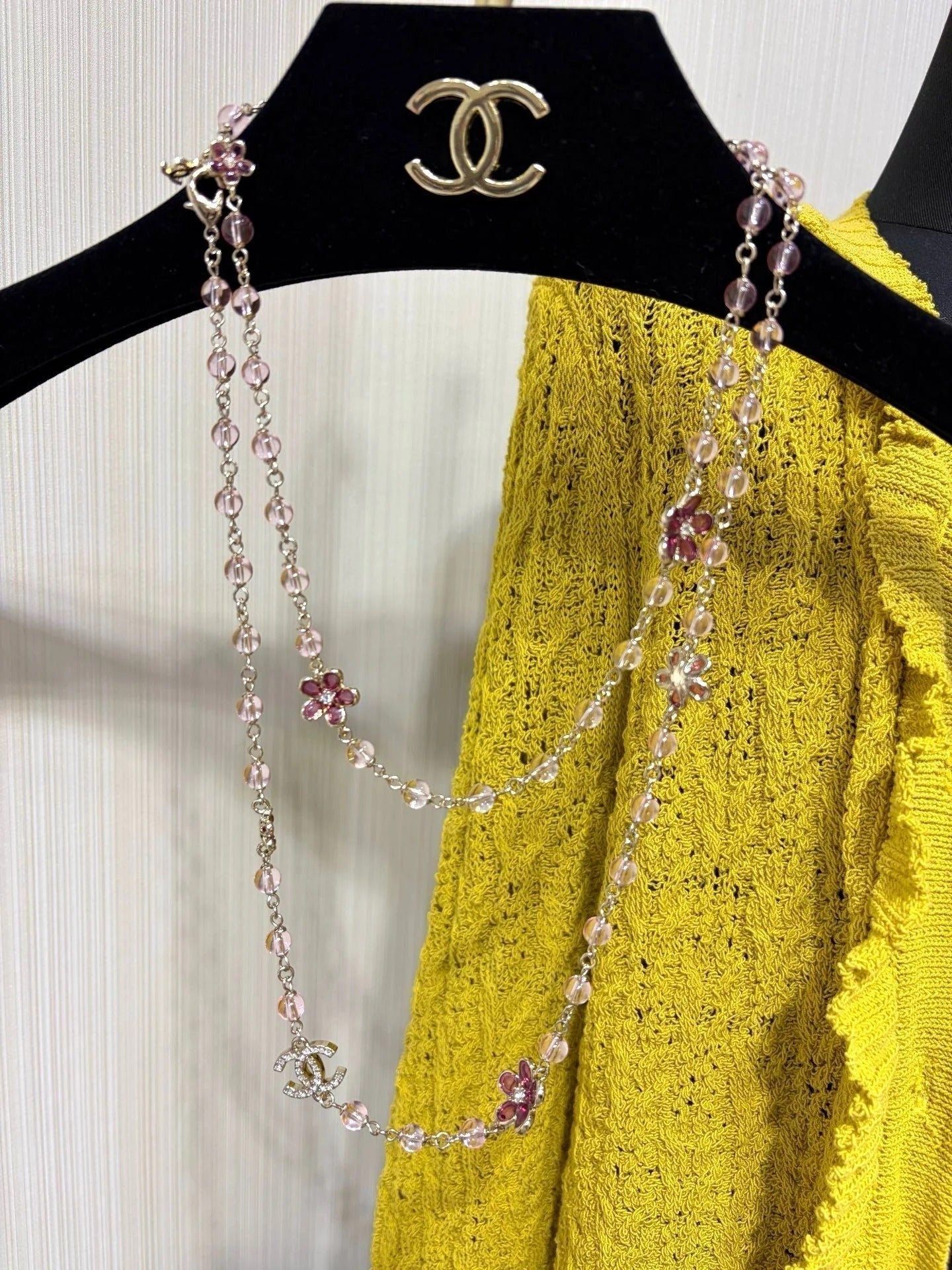 CC 2026 Double C Pink Flower Light Gold Necklace